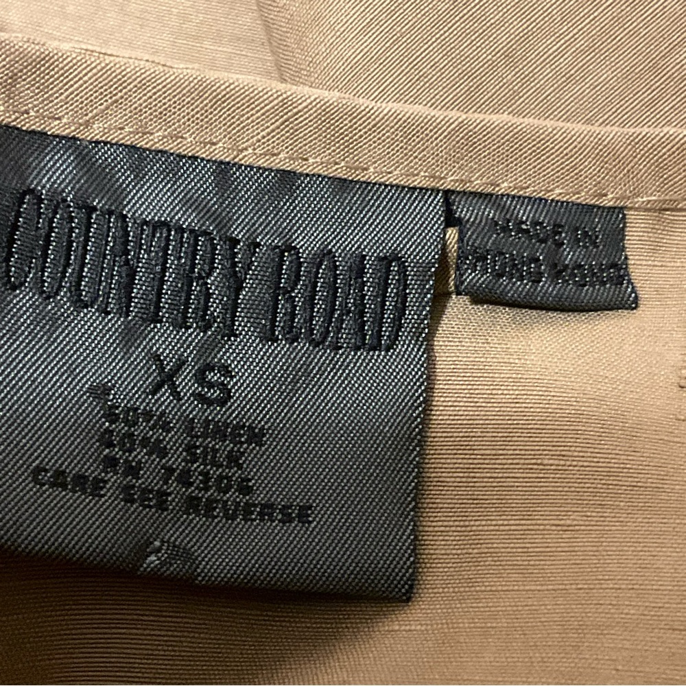 vtg COUNTY ROAD sz X Small Blazer Jacket Pockets Minimalist Linen Silk Gold + - Picture 5 of 6